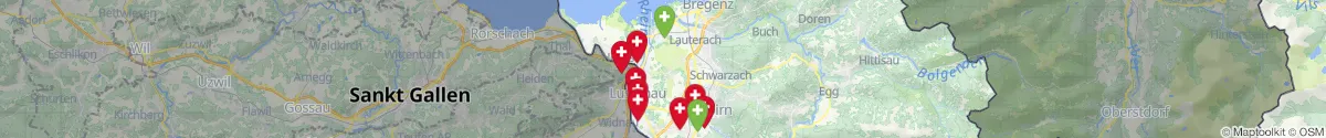 Map view for Pharmacies emergency services nearby Lustenau (Dornbirn, Vorarlberg)